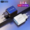 GTWIN USB Charger Quick Charge 3.0 EU US Plug Mobile Phone Adapter For iPhone Samsung Xiaomi Smartphone Tablet Fast Wall Charger