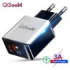 QGEEM QC 3.0 USB Charger Fiber Drawing Quick Charge 3.0 Fast Charger Portable Phone Charging Adapter for iPhone Xiaomi Mi9 EU US 7